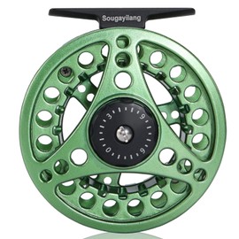 Sougayilang Fly Fishing Reel, Die Cast Aluminum Fly Reel, 5/6, 7/8, Weight Saltwater Fly Reels-Green - 5/6