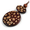 Avalaya Long Cotton Cord Wooden Pendant with Coffee Beans Motif