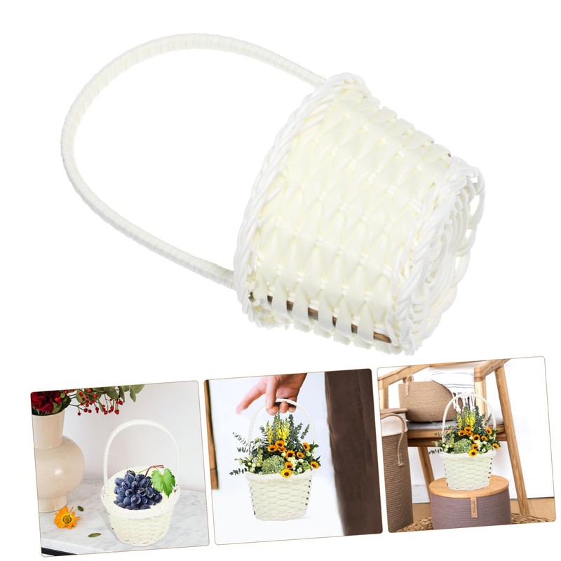Ciieeo 5pcs Portable Woven Storage Baskets Multi Function Handle Baskets