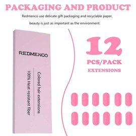 REDMENCO 12 Pieces Pink Hair Extensions Clip in for Kids Girls, 22 Inch Long Straight Colored Heat Resistant Synthetic, Streak Extension Clips Ins Play Highlights