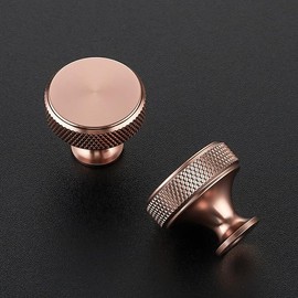 JOY DECOR 10 Pack Champagne Bronze Cabinet Pulls Kitchen Cabinet Hardware Knobs Round Solid Knurled Handles Single Hole Drawer Knobs for Cabinet Furniture Dresser Pulls