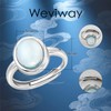 Weviway Silver Plated Aquamarine Ring with Oval Shape, Light Blue,