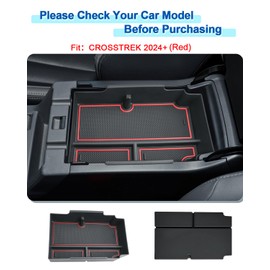Coleya 2024 2025 Crosstrek Center Console Organizer for Subaru Crosstrek (Base/Premium/Sport/Limited/Wilderness), 2024 Crosstrek Console Tray 2025 Crosstrek&Impreza Accessories (with Red Mats)