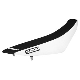 Enjoy MFG 2008-2017 SUZUKI RMZ 450 Gripper Seat Cover  WHITE/BLACK top standard #42 LOGO