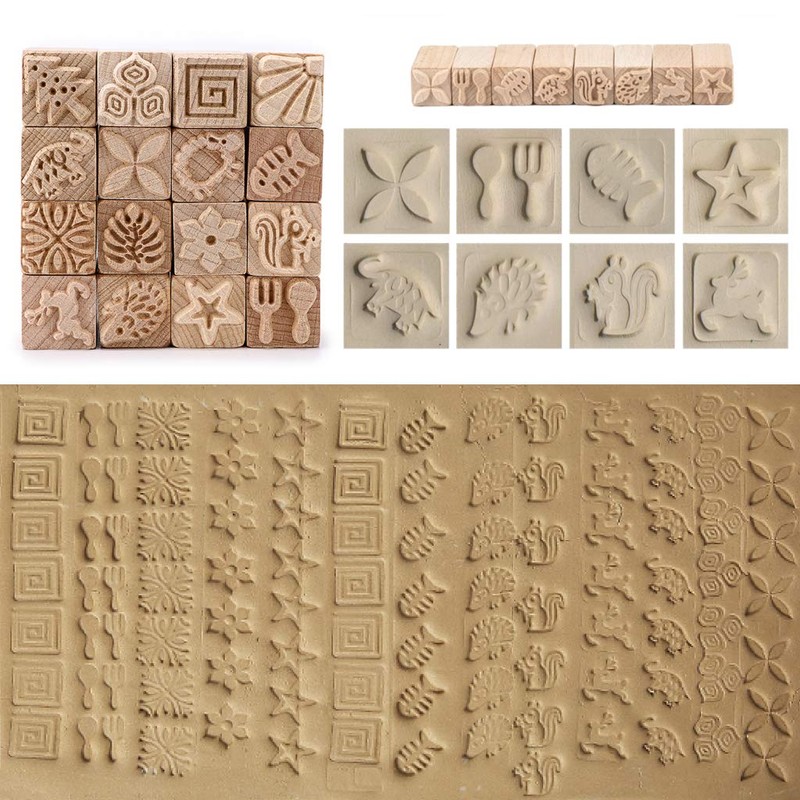 Sumnacon Pottery Clay Tools Printing Molds, Wooden, Pottery Supplies, Clay