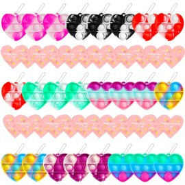 Valentines Day Gifts for Kids,24 Mini Pop Bubbles Bulk with Keychain,Stress Relief Sensory Fidget Pack for Kids School Class Classroom Valentines Day Cards Gifts Prizes Party Favors