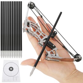 ZSHJGJR 6"/7.4"/7.9"/8.6" Compound Bow and Arrows Set for Target Shooting Hunting Games Pocket Bow Survival Bow Archery Gift (7.4" bow-12 Arrows)