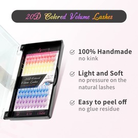 Beauty7 Eyelash Extensions Premade Lash Colored Eyelash 20D D+ Curl 0.10 13mm Premade Lash Volume Lashes Premade Lash Fan Individual Fans Lashes for Eyelash Extensions Red Yellow Blue Purple Lashes