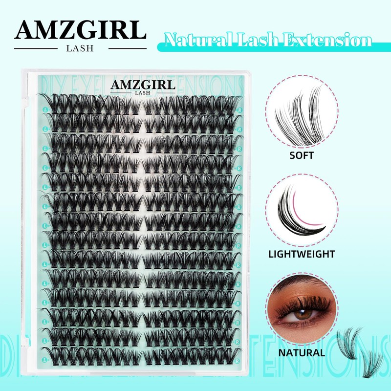 Eyelash Extensions, 280 Pieces, DIY Lash Clusters, 50D D Curl