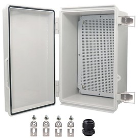 YETLEBOX Waterproof Electrical Box, IP67 Junction Box Stainless Steel Latch Hinged Grey Cover Project Enclosure with Wall Bracket 11.1"x7.5"x5.5"