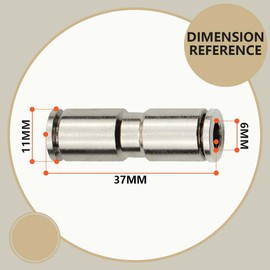 Bwintech 3 Pcs 6mm Straight Push in Connect Pneumatic Fitting,2 Way Nickel Plated Brass Quick Release PU Air Line Adapter
