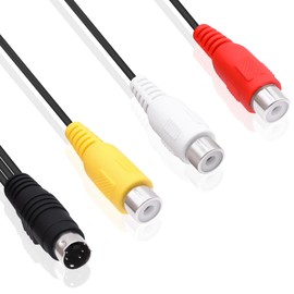 YARCHONN 4 Pin S-Video to 3 RCA AV Video Cable Mini Din 4 Pin SVideo Male to 3 RCA Female Transfer Converter Cable Double Shielding Red Yellow White Video Adapter Cord for TV PC Projector -25cm /2pcs