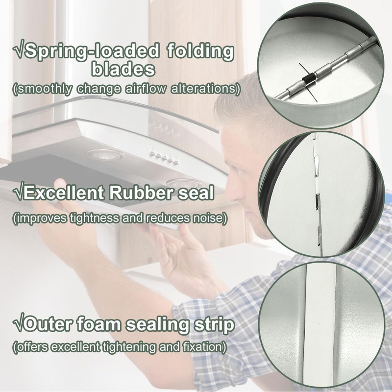 YOKIVE 4.9-inch Backdraft Damper Shutter, Inline Spring Loaded Blocker Dryer