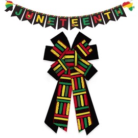 Estivaux Large Black History Month Bows for Wreath, Juneteenth 1986 Wreath Bows African American Burlap Bows Kwanzaa Black Freedom Patriotic Bows for Front Door Black History Month Decorations