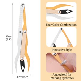 ATOMUS Tattoo Eyebrow Ruler Golden Ratio Ruler Makeup Tool with White Mark Pen 0.8mm Thickened Tip Aluminium Alloy Microblading Eyebrow Positioning Measuring Tools