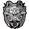 klicnow Horned Devil Embroidered Back Patch (Silver/Green eyes) 29cm x