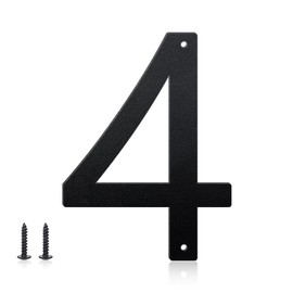 5 Inch House Numbers and Metal Letters for Outdoor Signs, House Numbers for Outside, Aluminum Address Letters and Numbers for Door, Mailbox, Garden, Perfect for Home or Office (Number 4)