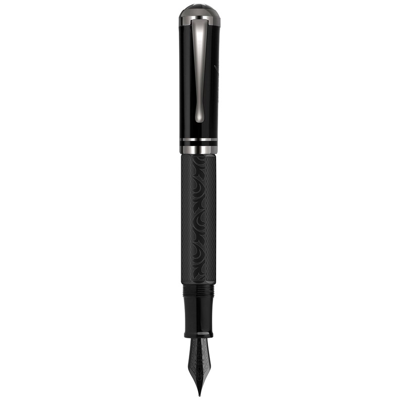 Majohn P138 Piston Fountain Pen Extra Fine Nib, Black Octahedral
