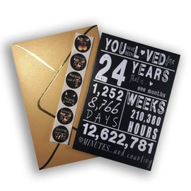 Sutjxc Cheers to 24th Birthday Cards for Women Men,Best Gifts for 24 Year Old Man,24th Birthday Card for Her or Him,Gifts for 24 Year Old Female Male