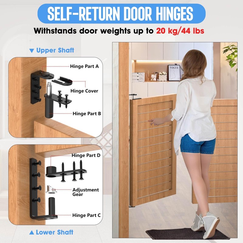 Heavy-Duty Self Closing Saloon Door Hinges, 1 Pack Black, Large