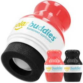 Solar Buddies Sunscreen Applicator - Full Red & Black Duo - BPA-Free Refillable Roll on Sponge Sunscreen,Suncream & Lotion Applicator For Kids,Adults & Families-Holds 3.4fl oz,Perfect Size for Travel