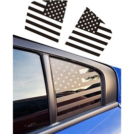 CONGCONG for Dodge Charger 2011-2022,2pcs Matte Black Rear Side Window American Flag Vinyl Decals Fit for Dodge Charger Truck Back Window.