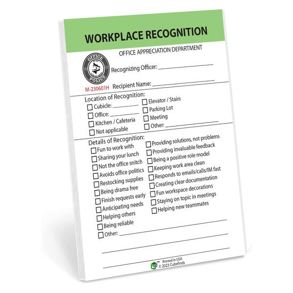 Work Recognition Award for Employees, Office Staff, Coworkers, Cube Mates,