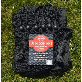Velocity 7MM Heavy Duty Black Lacrosse Net - Fits 6’x6’x7’ Goals - Weatherproof, UV Resistant 1000D High-Strength Polyester - Comes with 100+ Feet of Lacing Cord and 4 Quick Ties