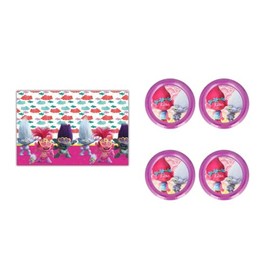 ALMACENESADAN Trolls 8435510348960, 4896 Party Set with Superpilot Tablecloth 120 x 180 cm, 4 Reusable Bowls, Ideal for Parties and Birthdays