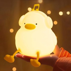 BemeedLigt Duck Night Light, Squishy Silicone Nightlight for Baby Nursery with 30 Minutes Timer, Cute Duck Lamp Rechargeable Bedside Lamp with Touch Control for Kids Boys Girls Bedrooms, Living Room