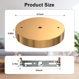 Mailirious Upgraded Version Light Canopy Kit, 4.7 Inch Light Fixture Cover Plate, Ceiling Chandelier Metal Kit with All Mounting Hardware for Chandelier, Pendant Light, Single Pendant Light (Gold)