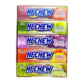 Hi-Chew Sticks Chewy Fruit Candies Variety Pack (Strawberry, Green Apple, Grape, Mango, Kiwi) 10-Pack