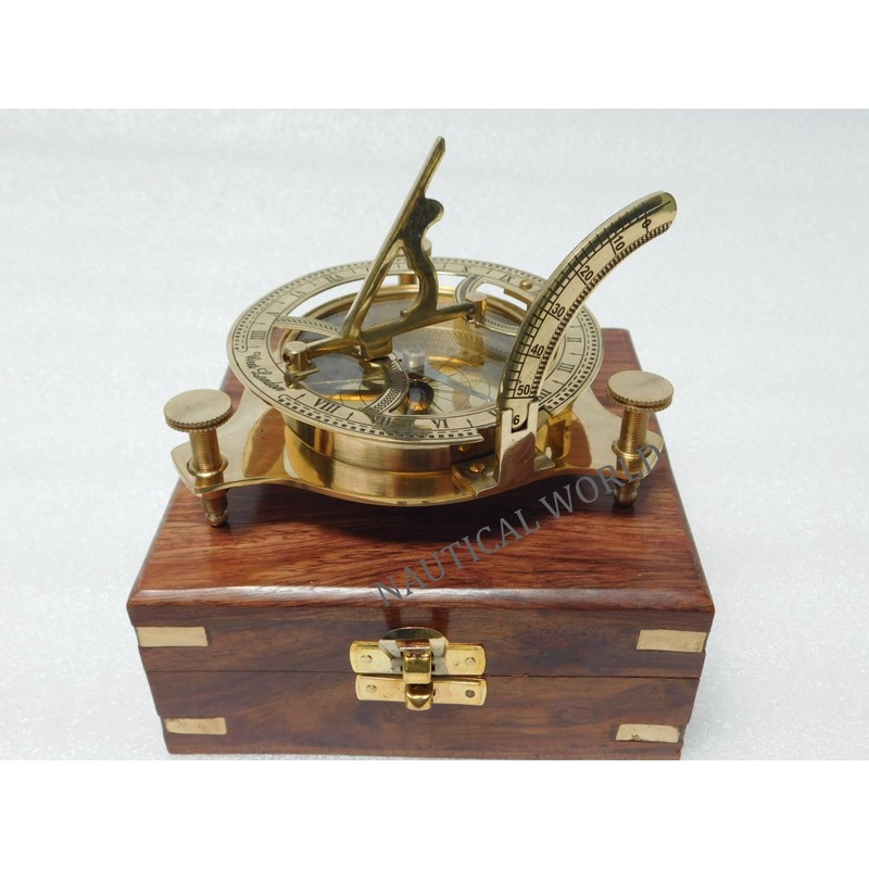 KHUMYAYAD 4" Brass Sundial Compass Fully Functional Compass nevegation Nautical
