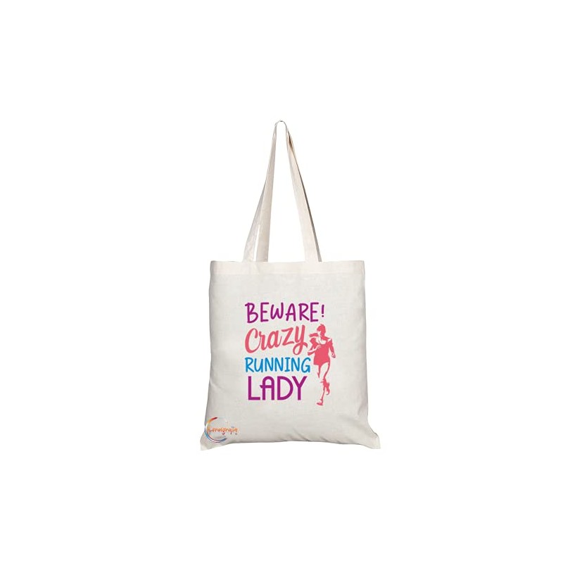 Coralgraph Inc TB1219 Beware Crazy Running Lady Novelty Present Gift