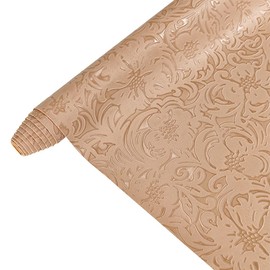 30 cm x 135 cm Classic Flower Series Faux Leather, Upholstery Fabric PU, Vintage PU Leather for Crafts, Makeup Organiser DIY Decoration (Wheat)