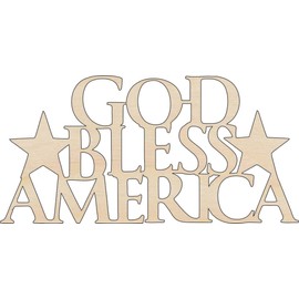 Word God Bless America - Laser Cut Out Unfinished Wood Craft Shape 4TH1 16" / 1/8" thick