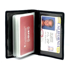 kelvinrolenleathercollection Genuine Leather Business Card Organizer Plastic Insert ID Credit Card Holder