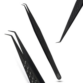 My Lash Tools Eyelash Extension Curved Degree Tweezers for Isolation Lash Extensions 14cm, Best for Individual Isolation & Classic Lashes Japanese Stainless Steel Eyelash Twisers (Black x)