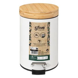 Dustbin with Bamboo Lid 3 L Naturéo White – Bin 3 L Metal Bamboo Natureo, Dimensions Diameter 20.5 x H 25.5 cm 5 five simply smart