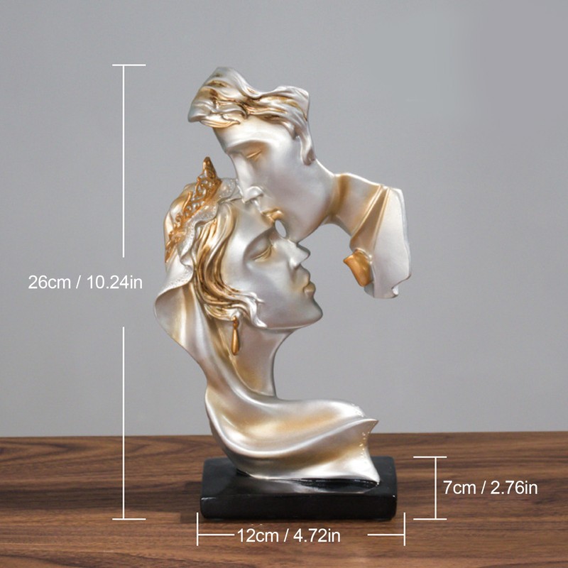 Couples Kiss Sculpture Exquisite Decorative Resin Kissing Lover Figurine Home