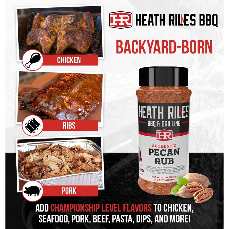 Heath Riles BBQ Rub - Pecan Seasoning, Champion Pitmaster Recipe,