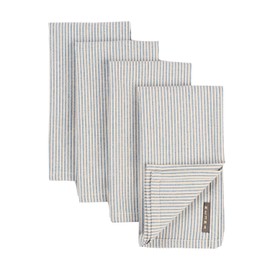 MEEMA Cloth Napkins Set of 4 - Reusable Table Napkins, Blue Pinstriped Upcycled Cotton Napkins for Parties, Christmas, Thanksgiving, Weddings, Dinner Napkins Cloth - 18x18 Inch