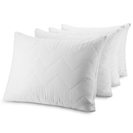 Waterguard Waterproof Pillow Protectors Bed Bug Control, Zippered Quilted, Thick Pillow Covers, (4 Pack) 100% Cotton Cover Pillow Encasement - Queen Size (20x30) Set of 4