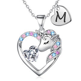 TINGN Unicorn Gifts for Girls, Unicorn Chain Girls, Unicorn Chain with Letters, Unicorn Gifts for Teenage Girls, Unicorn Jewellery Girls, Birthday Gift for Girls, Gold, Cubic Zirconia