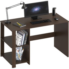 SHW 38-Inch Home Office Computer Desk with Shelves, Espresso