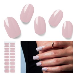 Nelikoo Semi Cured Gel Nail Strips, 20 PCS Gel Nail Stickers Work with UV Light, Gel Nail Wraps, Salon Quality & Easy To Use