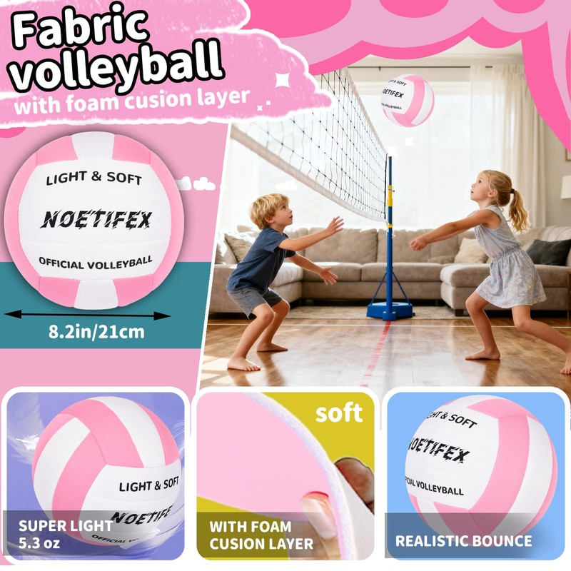 Noetifex Soft Indoor Volleyball, Ultra Soft Fabric Lightweight Volleyball for