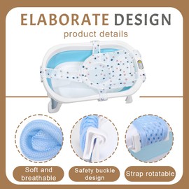 XOXVURI Baby Bath Net, Baby Shower Net, Adjustable Bath Seat Net, Baby Bath Pillow, Non-Slip Bath Seat Net, Baby Bath Mat, Baby Bath Pad For Newborns, Adjustable