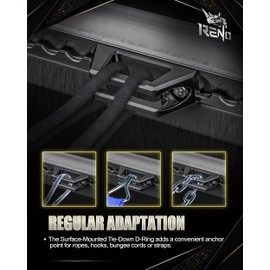 RENO Tie Down Anchors, Aluminum Bed Rail Cleats Compatible with L-Track Tie Down System (Black, 2PCS)