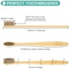 3pk Family Eco-Friendly and Natural Organic Wooden Bamboo Toothbrushes, Biodegradable,